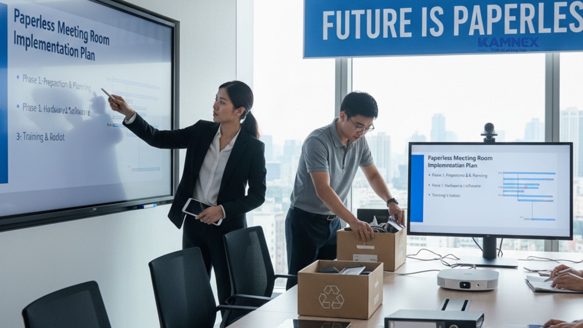 Chuẩn bị trước khi thực hiện các bước thi công phòng họp không giấy