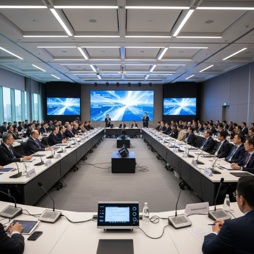 Cuộc họp hội thảo chuyên nghiệp sử dụng micro hội thảo hiện đại quy mô lớn