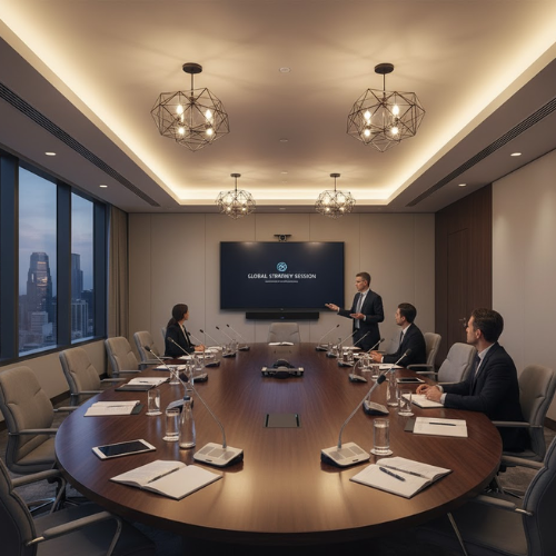 Không gian phòng họp hội nghị với các thiết bị hội họi hiện đại