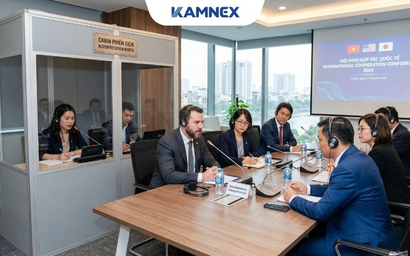 Hệ thống phiên dịch hội nghị là gì Cơ chế hoạt động của cabin dịch và tai nghe hồng ngoại