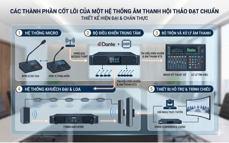 Các thành phần cốt lõi của một hệ thống âm thanh hội thảo đạt chuẩn