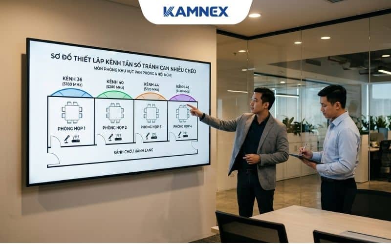 Cách thiết lập kênh tần số riêng biệt để tránh trùng sóng giữa các phòng xem gần nhau