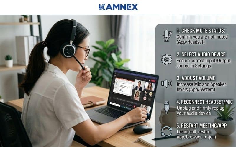 Kiểm tra nhanh (Troubleshooting) 5 bước để sửa lỗi âm thanh ngay trong cuộc họp